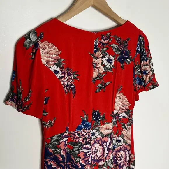 Maeve By Anthropologie Women's Caldwell Button Down Dress Size 0 Red Floral - Picture 7 of 12
